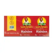 Sun-Maid California Sun-Dried Raisins (6 Pack) 1oz Boxes – Healthy Snack Option.