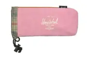 Herschel Supply Co. REPURPOSE POUCH Pink Rust Plaid Fleece Lined Sunglasses Case