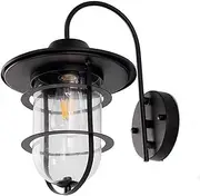 Courtyard Light Outdoor Wall Lamp Industrial LOFT Wall Mount Lighting Black Metal Bracket with Clear Glass Wall Sconce Landscape Lights for Courtyard Garden Outdoor Decor Lamp Comfortable Anniversary