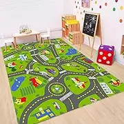 Non-Slip Town City Road Map Playmat for Boys, Perfect for Playroom and Bedroom, Car Track Mat - 4'11" x 3'3"(Rectangular)