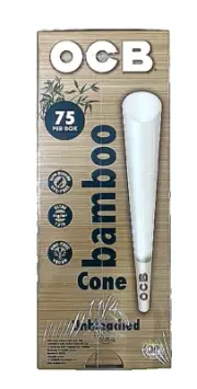 ✨ OCB Bamboo Natural Unbleached Pre Rolled Cones 75 Pack Eco Friendly Slow Burn