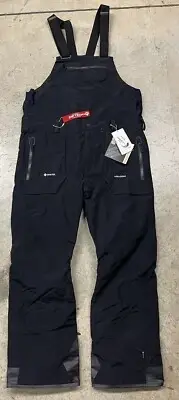 NWT MENS VOLCOM RAIN 2L Gore-Tex SNOWBOARD Bibs PANTS Small black Relaxed