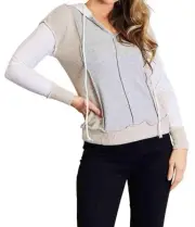 Double Take chic color block hoodie with seam details Light Gray
