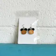 Disney Mickie Mouse Halloween Pumpkin Silver Plated Dangle Earrings