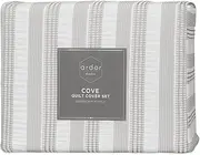 Ardor Boudoir Cove Textured Quilt Cover Set, Coastal Grey, Queen