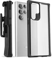 Encased Glacier-Clip Series for Samsung Galaxy S22 Ultra Case with Belt Clip Holster - Transparent Grip Cover Matte/Frost (S22-ULTRA 6.8")