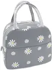 Insulated Lunch Bag for Women Men Leakproof Tote Cooler with Daisy Grey