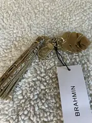 NWT Brahmin Cashew Palm Leaf Tassel Key Ring /Key Charm Ring FOB