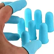 Finger Protectors [Flex Series - 12-Pack] Silicone Non-Stick Finger Covers [Turquoise - Small (6) / Medium (6)] for Hot Glue/Sewing/Wax/Rosin/Resin/Honey/Adhesives/Scrapbooking