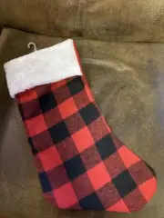 New Red & Black Christmas Stocking Plaid Rustic Hunting Farmhouse Look