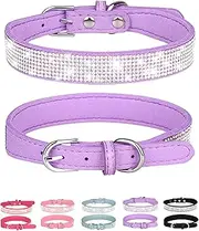 Petank Dog Collar for Small Medium Large Dogs，Small Dog Collar for Female Dogs, Bling Girl Dog Collars, Pink Dog Collar, Rhinestone Puppy Collars (S, Purple)