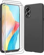 Case for Oppo A78 4G + [3 Pack] Screen Protector, Electro-weideworld Ultra Thin Shockproof Soft TPU Protective Case Cover for Oppo A78 4G