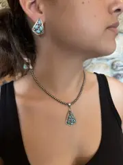Native American Sterling Silver Necklace And Earring Set Signed M Chee