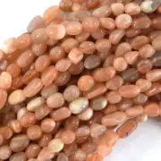 6mm - 8mm natural orange sunstone pebble nugget beads 15.5" strand