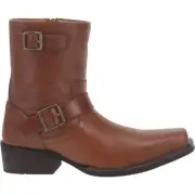 Dingo Hackett Square Toe Motorcycle Mens Brown Casual Boots DI293-BRN