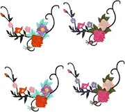 TOKIDNY Rose Flower Embroidery Patches 4pcs Lovely Patch Decorations for DIY Clothing and Shoes