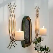 AimtoHome Wall Sconce Gold Wall-Mount Metal Iron Wall Candle Sconce Holder Hanging Art Home Decoration Wall Mounted Decorative Candle Holder, Set of 2