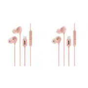 2x Laser Wired USB-C In-Ear Earphones w/In-Line Controls 1.2m For iPhone 15 Rose