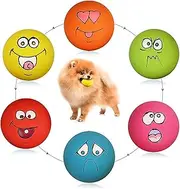 HDSX Squeaky Pet Toys for Small Dogs Cat Dog Teeth Squeaker Squeak Ball Puppy Squeaky Sound Face Fetch Play Toy 6 Pcs/Set