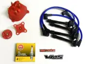 DISTRIBUTOR CAP ROTOR SPARK PLUG WIRE KIT FOR 96-00 HONDA CIVIC D16 EK BLUE B (for: Honda Civic)