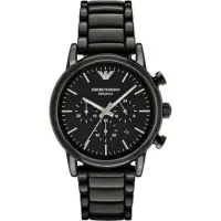 在飛比找蝦皮購物優惠-EMPORIO ARMANI 亞曼尼 復古黑鋼計時腕錶/黑面