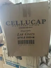 CELLUCAP 3509M Lab Coat,White,Snaps,M,PK25