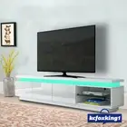 200cm RGB LED TV Cabinet Entertainment Unit Stand High Gloss Storage Shelf White