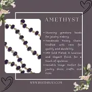 Natural Amethyst Bead Chain, 24K Gold Plated & Silver, 3ft, DIY Jewelry Making