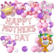 132Pcs Happy Mother's Day Balloons Set, Mothers Day Balloon Arch Kit, Pink Rose