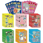 32pcs/set Spongebob Squarepants Make-a-face Sticker Sheets Diy Make Your Own Cartoon Mix And Match Sticker Sheets Kids Party Favor Supplies Craft Gift