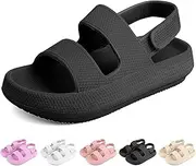 [ydscsci] Kids Cloud Sandals Boys Girls Slip on Flat Slides Sandals EVA Summer Quick Drying Pillow Slipper With Hook Loop Back Strap