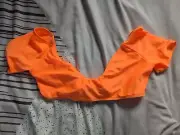 Orange Tie Back Crop Top Size: 10 Summer Holiday Women Neon Beach boohoo Fashion