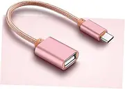 BRIGHTFUFU Type C to USB Adapter Cable OTG Smartphones Laptops Tablets Durable Braided Design Rose Gold Color Fast Data Transfer Charging Random Color