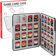 Checkzed Nintendo Switch Game Case with 32 Game Slots and 32 Micro SD Card Slots, Compatible with Nintendo Switch/Lite/OLED, Portable Black Storage Holder