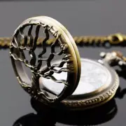 Vintage Tree of Life Quartz Pocket Watch Necklace Pendant Gift