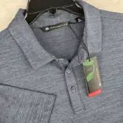 Travis Mathew Polo Shirt Men Medium Heater Blue Golf Tour Issue Collar Logo New