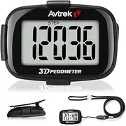 AVTREK Accurate 3D Step Counter for Walking Jumbo Screen Numbers Pedometer Clip on for Running with Time Display and LED Backlight Pedometers with Clip and Lanyard…