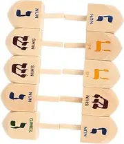 10Pcs Wooden Dreidel Set Interactive for Fine Workmanship Smooth Finish for Classroom Play Holiday Celebrations