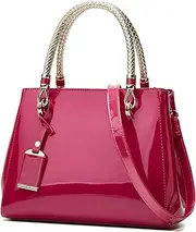 [XingChen] Glossy Women Handbag Shiny Patent Leather Top-Handle Bag Medium Shoulder Bag Tote Evening Purse Party Satchel