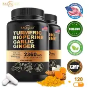 TURMERIC BLACK PEPPER CAPSULES CURCUMINOIDS 95% BIOPERINE STRONGEST TUMERIC