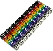 BAIRONG 100pcs 6mm2 Colourful C-Type Marker Number Tag Label for 6-10mm Wire, Cable Markers in A Box for RJ45 Cat6 and Cat5E Cables, RG TV Cables