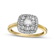 0.63 CT. T.W. Natural Diamond Double Cushion-Shaped Frame Engagement Ring in Solid 10K Yellow Gold