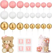 Libfrnt 29 Pcs Ball Cake Topper Bear Cake Topper Baby Shower Cake Decorations wi
