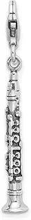 [JewelryWeb] 925 Sterling Silver Polished Artisan Oxidized Fancy Lobster Closure 3 d Antiqued Clarinet With-Lobster Clasp Charm Pendant Necklace 37x5mm