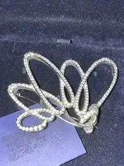 SWAROVSKI SWAN SIGNED AMARANTE FLOWER LARGE BROOCH 2.5" X 2" CLEAR CRYSTALS NEW