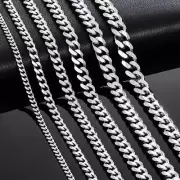 Cuban Link Chains Stainless Steel Classic Men Boy Curb Chunky Silver Color Neckl