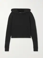 [James Perse] James Perse - Cropped Cotton-jersey Hoodie - Black - 0 0 Black
