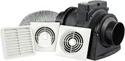 HPM Square Inline Exhaust Fan Kit, White, 100mm Size