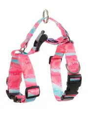 [Korea Collection] Medium Dog Double-Lined Straps Harness Adjustable No Pull in Marble Pink