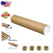 Kraft Mailing Tubes, 4" x 26" with Secure Caps - Perfect for Mailing & Storage